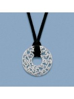 Collier disque dentelle argent