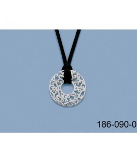 Collier disque dentelle argent