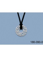 Collier disque dentelle argent