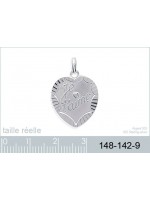 Pendentif Coeur Je t'aime Argent + cordon offert