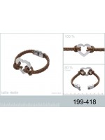 Bracelet Cuir Chocolat et Coeur Acier