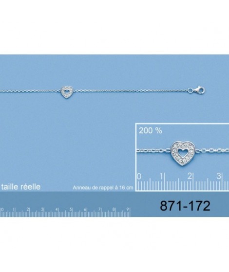 Bracelet Coeur Argent Zirconium