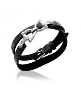 Bracelet Cuir Acier Equitation 38 cm