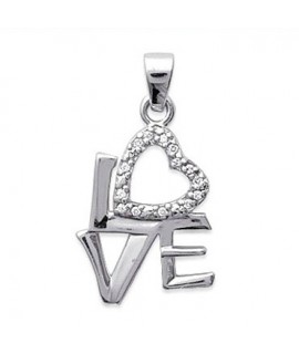 Pendentif LOVE Argent Zirconium