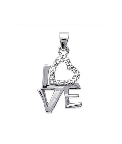 Pendentif LOVE Argent Zirconium