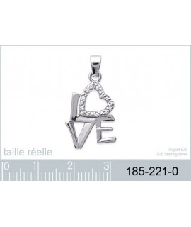 Pendentif LOVE Argent Zirconium