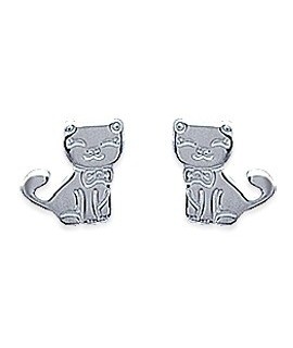 Boucles d'Oreilles Chaton Argent