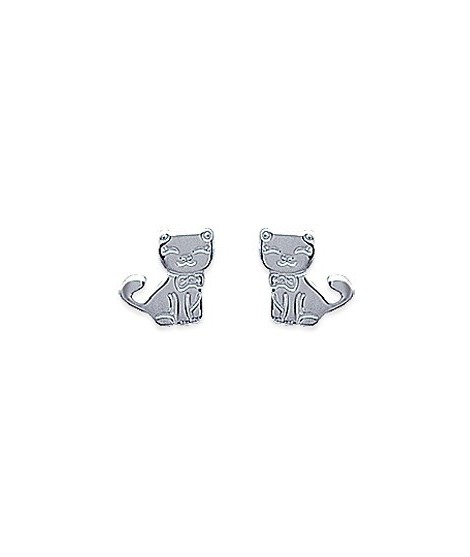 Boucles d'Oreilles Chaton Argent