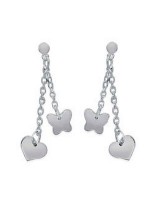 Boucles d'Oreilles Coeur Papillon Argent