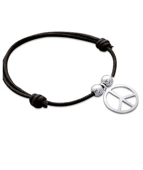 Bracelet Peace and Love 2 Perles Argent