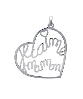 Pendentif Coeur Je t'aime maman Argent