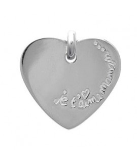 Pendentif gravé coeur Je t'aime maman...