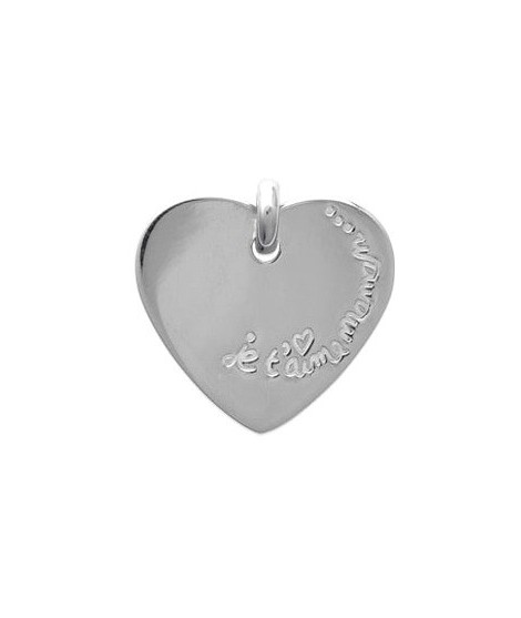 Pendentif gravé coeur Je t'aime maman...