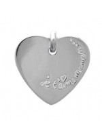 Pendentif gravé coeur Je t'aime maman...