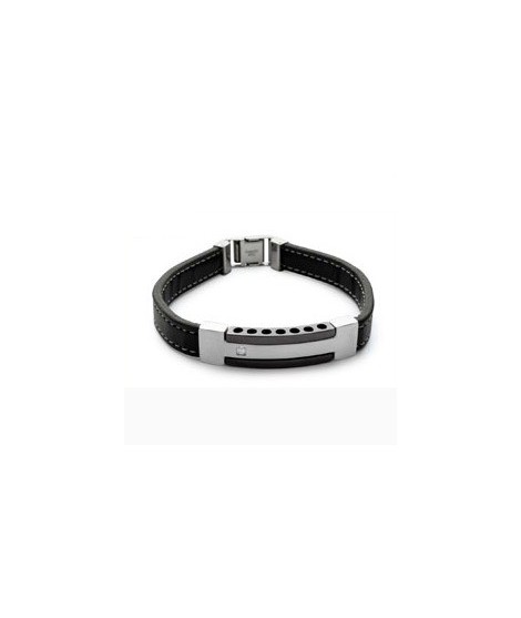 Bracelet Cuir Acier Zirconium