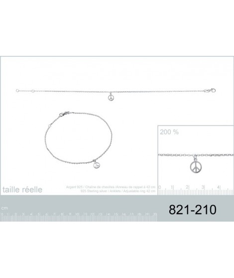 Chaîne de cheville Peace and Love Argent