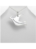 Pendentif Colombe Peace and Love Argent
