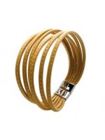 Bracelet Cuir 6 Brins Jaune