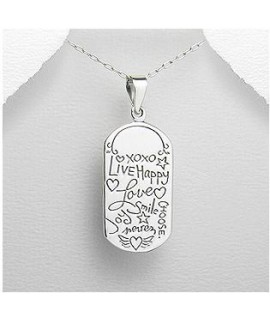 Pendentif Live Happy Love Argent