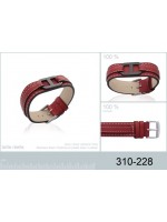 Bracelet Cuir Acier Rouge