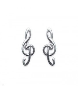 Boucles d'Oreilles Clé de Sol Argent