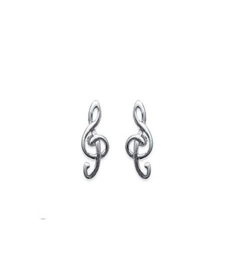 Boucles d'Oreilles Clé de Sol Argent