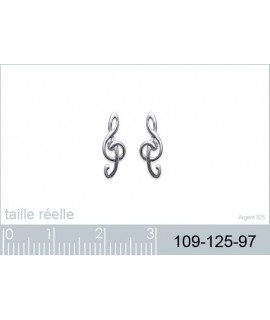 Boucles d'Oreilles Clé de Sol Argent