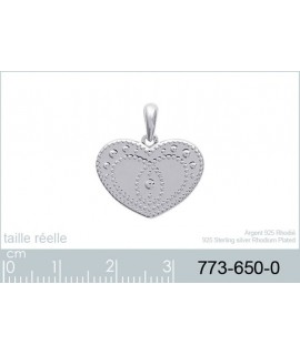 Pendentif Coeur Pointillés Argent