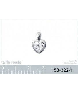 Pendentif Coeur Zirconium Argent