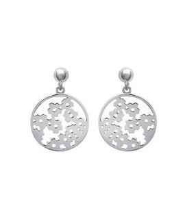 Boucles d'oreilles rond fleurs argent