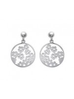 Boucles d'oreilles rond fleurs argent