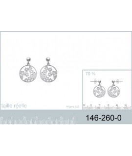 Boucles d'oreilles rond fleurs argent