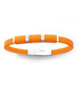 Bracelet orange acier caoutchouc zirconium