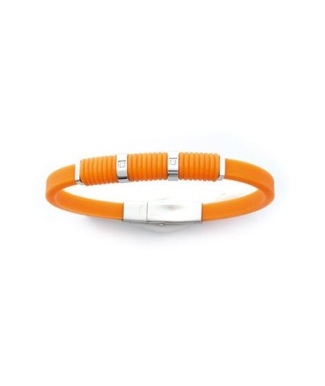 Bracelet orange acier caoutchouc zirconium