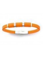 Bracelet orange acier caoutchouc zirconium