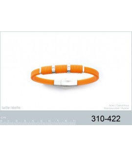 Bracelet orange acier caoutchouc zirconium