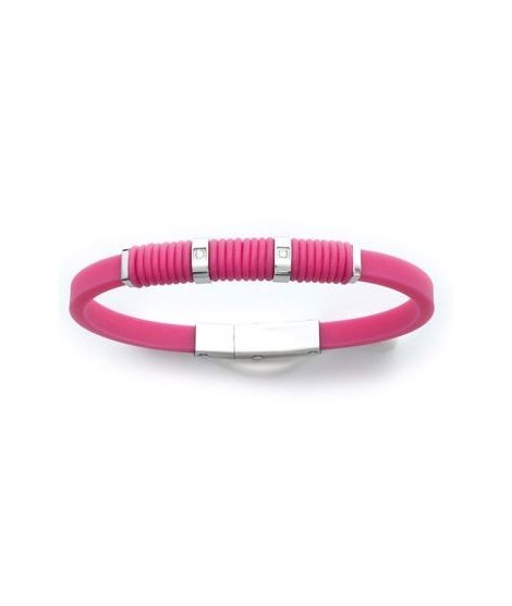 Bracelet rose acier caoutchouc zirconium