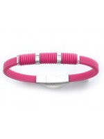 Bracelet rose acier caoutchouc zirconium