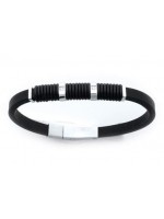 Bracelet noir acier caoutchouc zirconium