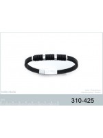 Bracelet noir acier caoutchouc zirconium