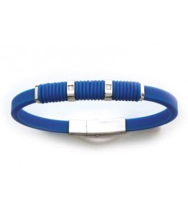 Bracelet bleu acier caoutchouc zirconium