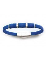 Bracelet bleu acier caoutchouc zirconium