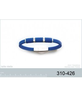 Bracelet bleu acier caoutchouc zirconium