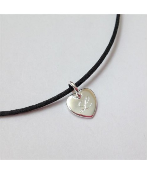 Collier cordon petit coeur à graver