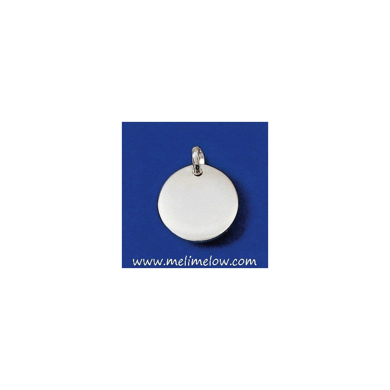 M/édaille Ronde Pendentif en Argent 925//000 Rhodi/é Disque 15 mm Rond