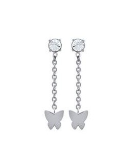 Boucles d'oreilles Papillon Zirco Acier