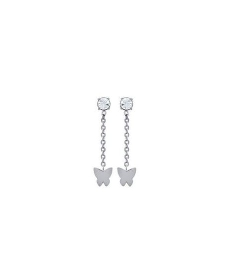 Boucles d'oreilles Papillon Zirco Acier