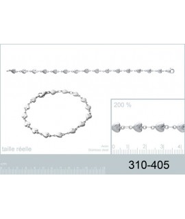 Bracelet Coeurs Acier 18 cm
