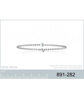 Bracelet élastique perles argent
