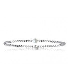 Bracelet élastique perles argent